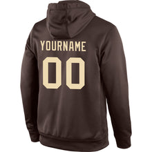 Load image into Gallery viewer, Custom Stitched Brown Cream-Gold Sports Pullover Sweatshirt Hoodie
