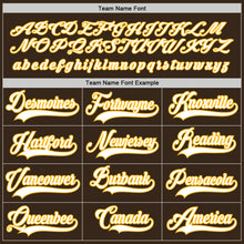 Load image into Gallery viewer, Custom Brown White-Gold Hockey Jersey