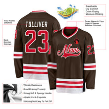 Load image into Gallery viewer, Custom Brown Red-White Hockey Jersey