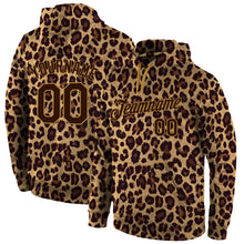 Load image into Gallery viewer, Custom Stitched Brown Brown-Old Gold 3D Pattern Design Leopard Sports Pullover Sweatshirt Hoodie