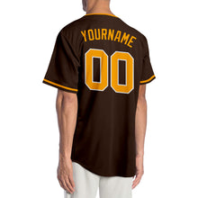 Load image into Gallery viewer, Custom Brown Gold-White Authentic Baseball Jersey