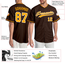 Load image into Gallery viewer, Custom Brown Gold-White Authentic Baseball Jersey