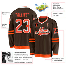 Load image into Gallery viewer, Custom Brown Orange-White Hockey Jersey