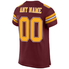 Load image into Gallery viewer, Custom Burgundy Gold-White Mesh Authentic Football Jersey