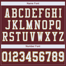 Load image into Gallery viewer, Custom Burgundy White-Old Gold Mesh Authentic Football Jersey