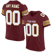 Load image into Gallery viewer, Custom Burgundy White-Old Gold Mesh Authentic Football Jersey
