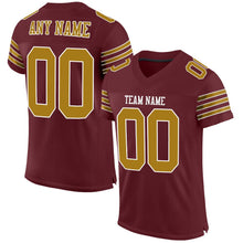 Load image into Gallery viewer, Custom Burgundy Old Gold-White Mesh Authentic Football Jersey
