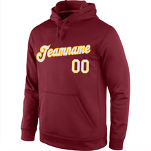 Load image into Gallery viewer, Custom Stitched Burgundy White-Gold Sports Pullover Sweatshirt Hoodie