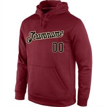 Load image into Gallery viewer, Custom Stitched Burgundy Black-Cream Sports Pullover Sweatshirt Hoodie