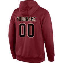 Load image into Gallery viewer, Custom Stitched Burgundy Black-Cream Sports Pullover Sweatshirt Hoodie