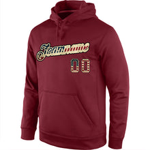Load image into Gallery viewer, Custom Stitched Burgundy Vintage USA Flag-Cream Sports Pullover Sweatshirt Hoodie