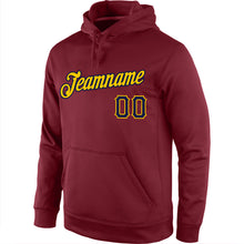 Load image into Gallery viewer, Custom Stitched Burgundy Navy-Gold Sports Pullover Sweatshirt Hoodie