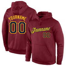 Load image into Gallery viewer, Custom Stitched Burgundy Navy-Gold Sports Pullover Sweatshirt Hoodie