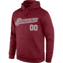 Load image into Gallery viewer, Custom Stitched Burgundy Gray-White Sports Pullover Sweatshirt Hoodie
