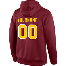 Load image into Gallery viewer, Custom Stitched Burgundy Gold-White Sports Pullover Sweatshirt Hoodie