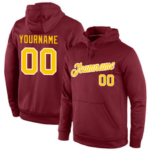 Load image into Gallery viewer, Custom Stitched Burgundy Gold-White Sports Pullover Sweatshirt Hoodie