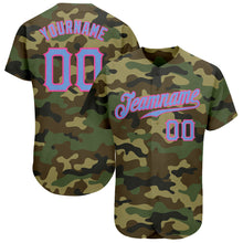 Load image into Gallery viewer, Custom Camo Light Blue-Pink Authentic Salute To Service Baseball Jersey