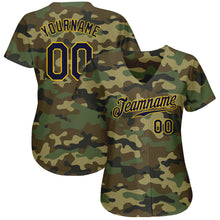 Load image into Gallery viewer, Custom Camo Navy-Gold Authentic Salute To Service Baseball Jersey