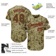 Load image into Gallery viewer, Custom Camo Olive-Red Authentic Salute To Service Baseball Jersey