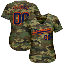 Load image into Gallery viewer, Custom Camo Navy-Orange Authentic Salute To Service Baseball Jersey