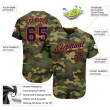 Load image into Gallery viewer, Custom Camo Navy-Orange Authentic Salute To Service Baseball Jersey