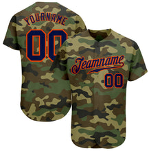 Load image into Gallery viewer, Custom Camo Navy-Orange Authentic Salute To Service Baseball Jersey