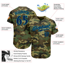 Load image into Gallery viewer, Custom Camo Navy-Teal Authentic Salute To Service Baseball Jersey