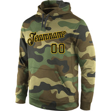 Load image into Gallery viewer, Custom Stitched Camo Black-Gold Sports Pullover Sweatshirt Salute To Service Hoodie