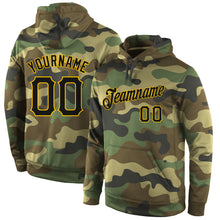 Load image into Gallery viewer, Custom Stitched Camo Black-Gold Sports Pullover Sweatshirt Salute To Service Hoodie