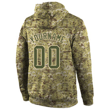 Load image into Gallery viewer, Custom Stitched Camo Olive-Cream Sports Pullover Sweatshirt Salute To Service Hoodie