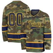 Load image into Gallery viewer, Custom Camo Navy-Gold Salute To Service Hockey Jersey