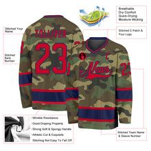 Load image into Gallery viewer, Custom Camo Red-Navy Salute To Service Hockey Jersey