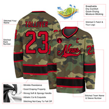 Load image into Gallery viewer, Custom Camo Red-Black Salute To Service Hockey Jersey