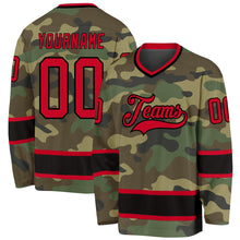 Load image into Gallery viewer, Custom Camo Red-Black Salute To Service Hockey Jersey