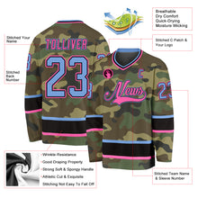 Load image into Gallery viewer, Custom Camo Light Blue-Pink Salute To Service Hockey Jersey