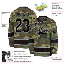 Load image into Gallery viewer, Custom Camo Black-Gray Salute To Service Hockey Jersey