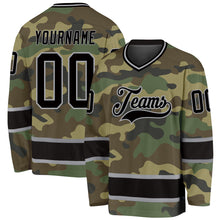 Load image into Gallery viewer, Custom Camo Black-Gray Salute To Service Hockey Jersey