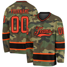 Load image into Gallery viewer, Custom Camo Orange-Black Salute To Service Hockey Jersey