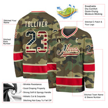 Load image into Gallery viewer, Custom Camo Vintage USA Flag-Red Salute To Service Hockey Jersey