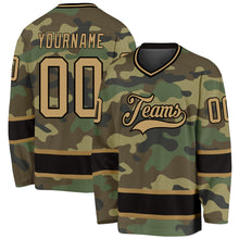 Load image into Gallery viewer, Custom Camo Old Gold-Black Salute To Service Hockey Jersey