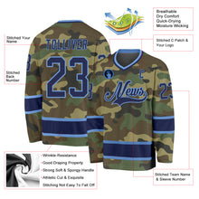Load image into Gallery viewer, Custom Camo Navy-Light Blue Salute To Service Hockey Jersey
