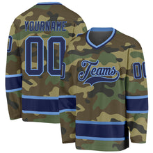 Load image into Gallery viewer, Custom Camo Navy-Light Blue Salute To Service Hockey Jersey