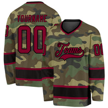 Load image into Gallery viewer, Custom Camo Maroon-Black Salute To Service Hockey Jersey