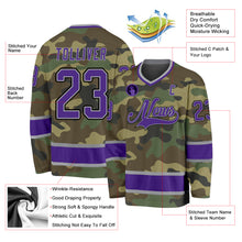 Load image into Gallery viewer, Custom Camo Purple-Black Salute To Service Hockey Jersey