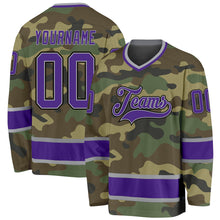 Load image into Gallery viewer, Custom Camo Purple-Black Salute To Service Hockey Jersey