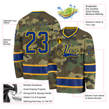 Load image into Gallery viewer, Custom Camo Royal-Gold Salute To Service Hockey Jersey