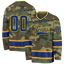 Load image into Gallery viewer, Custom Camo Royal-Gold Salute To Service Hockey Jersey