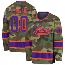 Load image into Gallery viewer, Custom Camo Purple-Orange Salute To Service Hockey Jersey
