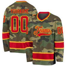 Load image into Gallery viewer, Custom Camo Red-Gold Salute To Service Hockey Jersey