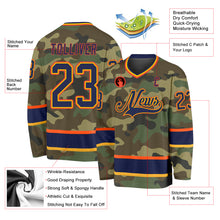 Load image into Gallery viewer, Custom Camo Navy-Orange Salute To Service Hockey Jersey